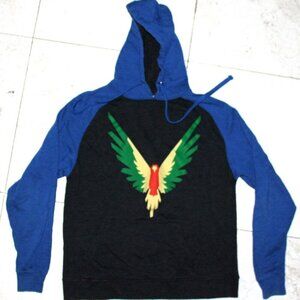 Maverick by Logan Paul Blue Black Hoodie Logo Bird Parrot Green Yellow Size XS